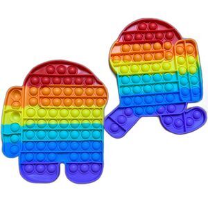 Fidget Toy 2 Pack Rainbow Sensory Pop Bubble Stress Relief Game